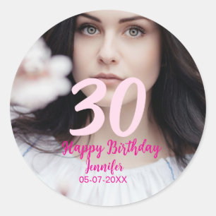 Sticker Rond anniversaire 30 ans ajouter nom date année photo b