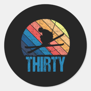 Sticker Rond Anniversaire 30 Ans Retro Ski Ski 30 Ans Hommes Fe