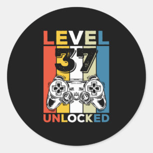 Sticker Rond Anniversaire 37ème Niveau Débloqué 37 Jeux Vintage
