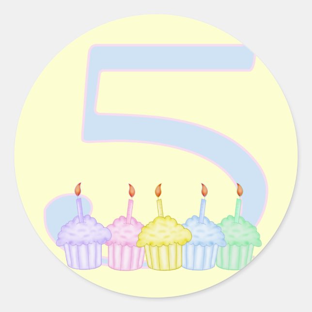 Sticker Rond Anniversaire 5 ans (Devant)