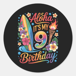 Sticker Rond Anniversaire 9 ans Croisière de vacances tropicale