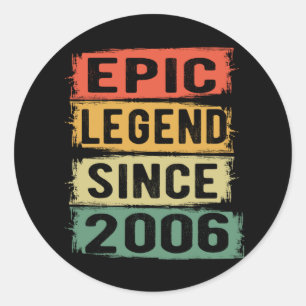 Sticker Rond anniversaire âgé de 15 ans 2006 Légende épique 15e