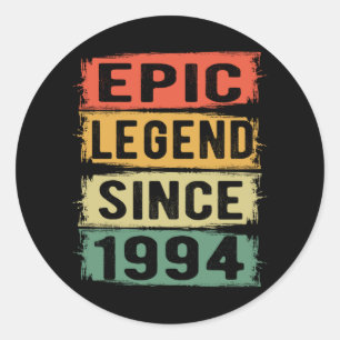 Sticker Rond anniversaire âgé de 27 ans 1994 Légende épopée 27e