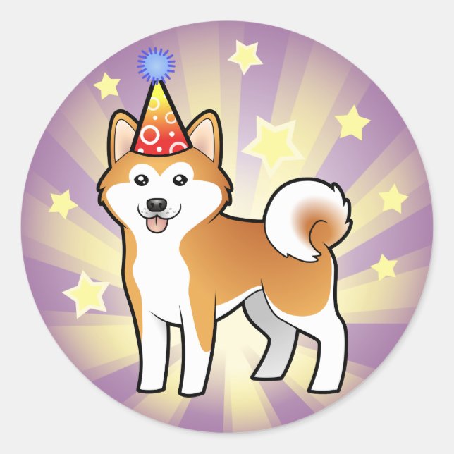 Sticker Rond Anniversaire Akita Inu / Shiba Inu (Devant)