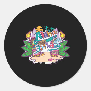 Sticker Rond Anniversaire Aloha Hawaï Vacances Hawaïennes