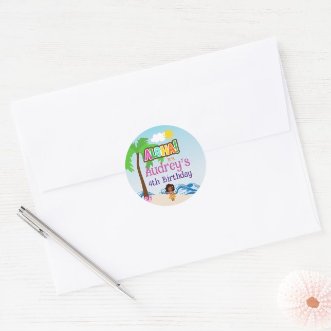 Sticker Rond Anniversaire Aloha Luau (Enveloppe)
