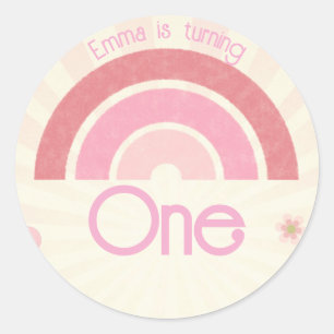 Sticker Rond Anniversaire arc-en-ciel