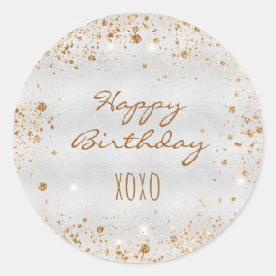 Sticker Rond Anniversaire argent or parties scintillant poussiè
