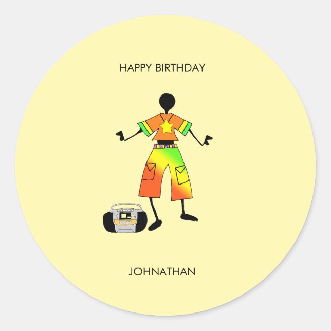 Sticker Rond Anniversaire, Art Africain Fête stupéfiante (Devant)