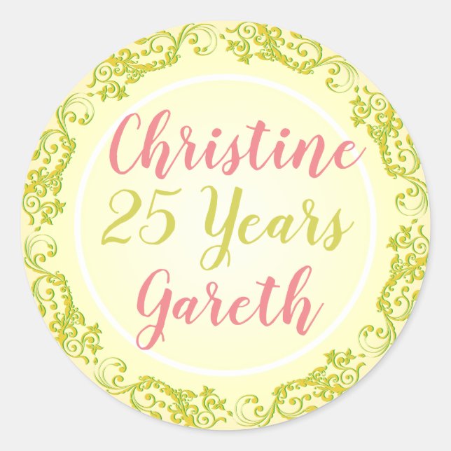 Sticker Rond Anniversaire avec nom et nombre d'années. (Devant)