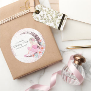 Sticker Rond Anniversaire Ballerina Moon Personnalisé Luxe
