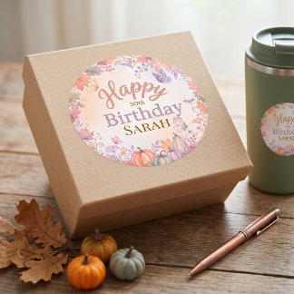 Sticker Rond Anniversaire Boho Automne Halloween Personnalisé