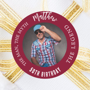Sticker Rond Anniversaire bordeaux photo homme mythe légende