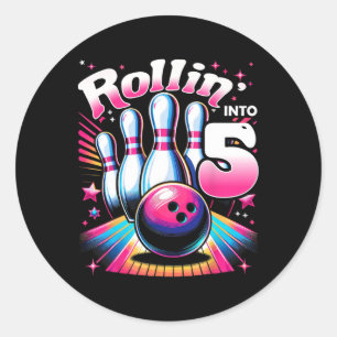 Sticker Rond Anniversaire Bowling Roulant Dans La Fête 5 5ème A