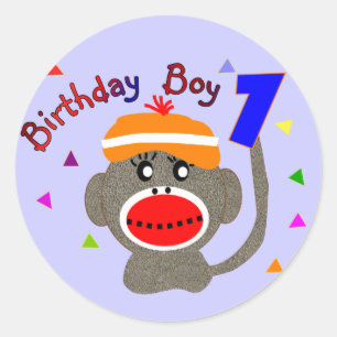 Sticker Rond Anniversaire BOY Sock singe 1 an