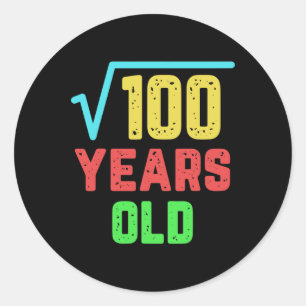Sticker Rond Anniversaire Cadeau Carré Racine De 100 10 Ans