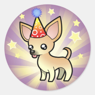 Sticker Rond Anniversaire Chihuahua (manteau lisse)