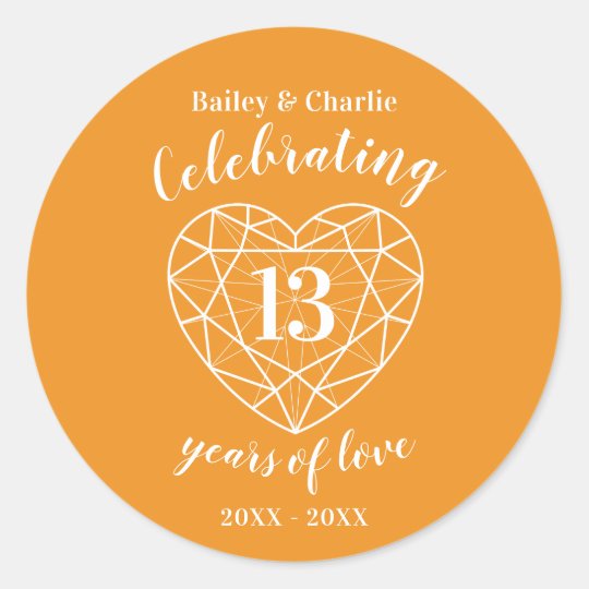 Sticker Rond Anniversaire Citrin 13 Ans D Autocollants D Amour Zazzle Fr