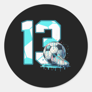 Sticker Rond Anniversaire de 13 ans de football Crème glacée Dr