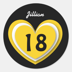 Sticker Rond Anniversaire de 18 ans Coeurs calcaires V18R