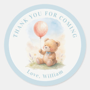 Sticker Rond Anniversaire de 1 an de garçon mignon ours en pelu