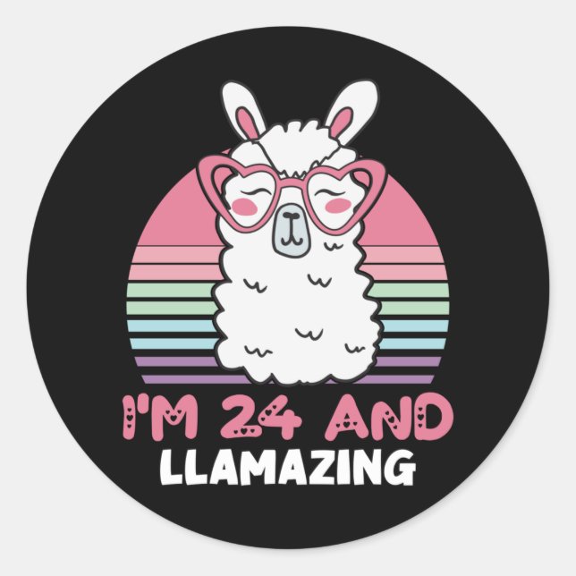 Sticker Rond anniversaire de 24 ans lamazing 24e anniversaire L (Devant)