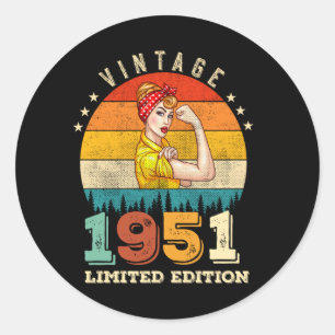 Sticker Rond anniversaire de 74 ans 1951 Vintage 74e anniversai