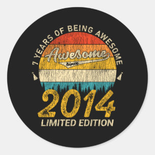 Sticker Rond anniversaire de 7 ans Retro Awesome 7e anniversair