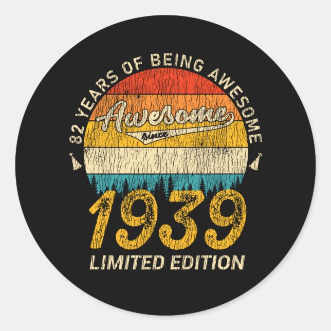 Sticker Rond anniversaire de 86 ans 1939 Magnifique 86e anniver (Devant)