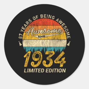 Sticker Rond anniversaire de 91 ans 1934 Magnifique 91e anniver