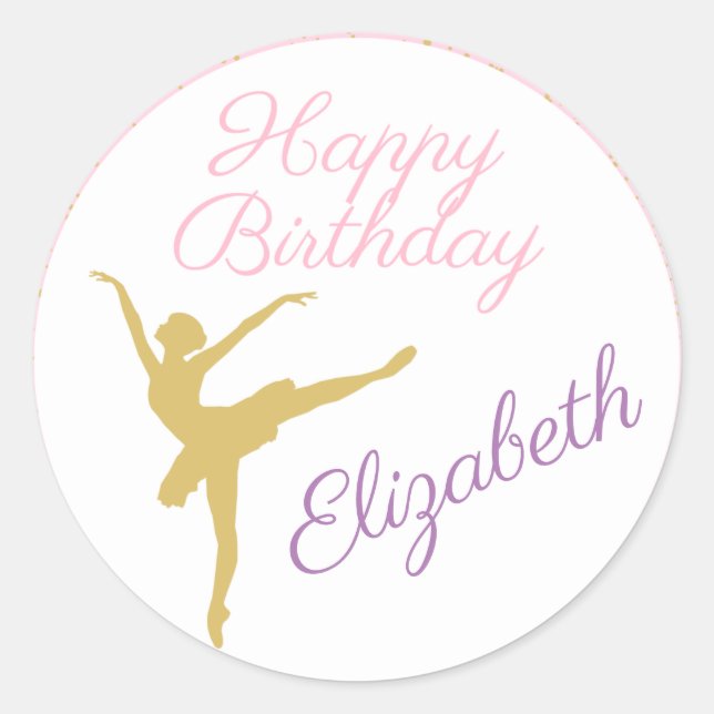 Sticker Rond Anniversaire de Ballerina rose et or (Devant)