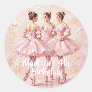 Sticker Rond anniversaire de ballerine rose coquette 