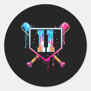 Sticker Rond Anniversaire de baseball 11 ans Goutte de glace 11