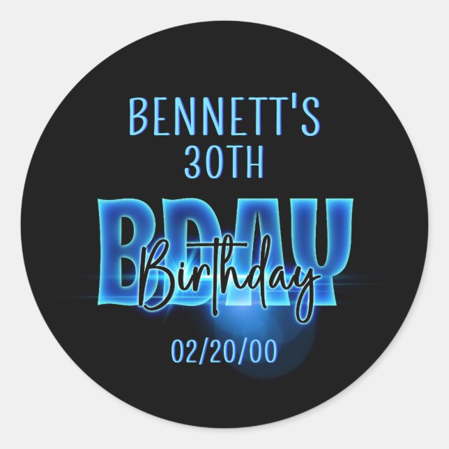 Sticker Rond Anniversaire de Blue Neon (Devant)
