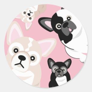 Sticker Rond Anniversaire de bouledogue français de Français