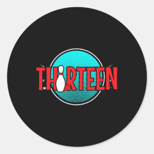 Sticker Rond Anniversaire de Bowling Treize 13 Ans Garçon Anniv