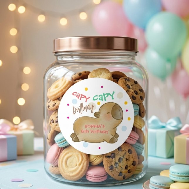 Sticker Rond Anniversaire de capy capybara (Créateur téléchargé)