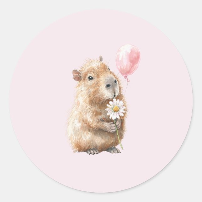 Sticker Rond Anniversaire de capybara (Devant)