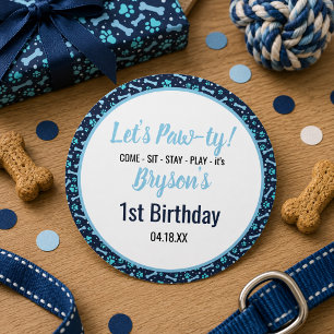 Sticker Rond Anniversaire de chien personnalisé Empreinte de pa