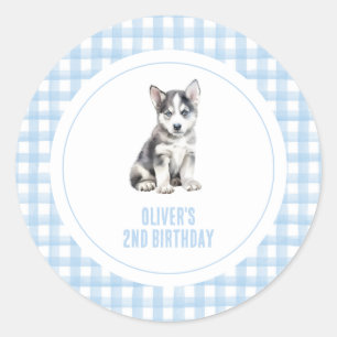 Sticker Rond Anniversaire de chiot prépa carreaux