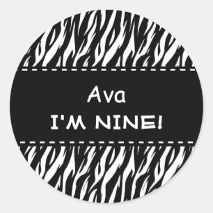 Sticker Rond Anniversaire de coutume blanche noire de zèbre