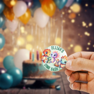 Sticker Rond Anniversaire de Dino Roar