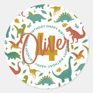Sticker Rond Anniversaire de Dinosaur