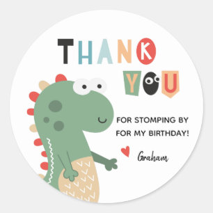 Sticker Rond Anniversaire de Dinosaur Merci