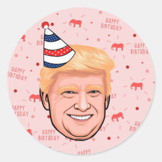 STICKER ROND ANNIVERSAIRE DE DONALD TRUMP