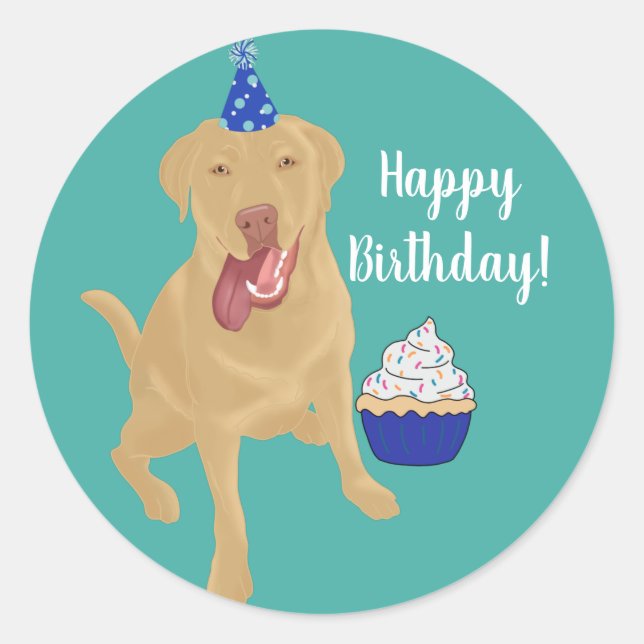 Sticker Rond Anniversaire de Dudley Labrador (Devant)