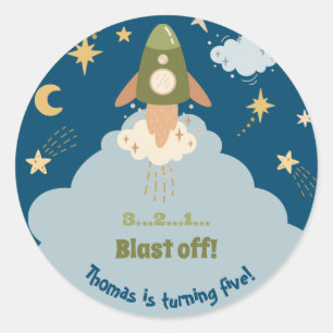 Sticker Rond Anniversaire de enfant d'aventure spatiale