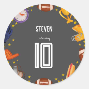 Sticker Rond Anniversaire de enfant de football américain
