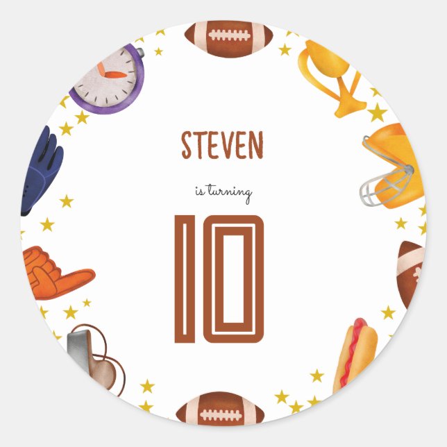 Sticker Rond Anniversaire de enfant de football américain (Devant)