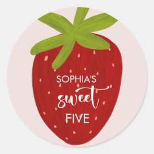 Sticker Rond Anniversaire de enfant de fraise sucrée